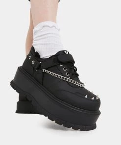 KOI Footwear Retrograde Rebel Black Platform Shoes NEW IN