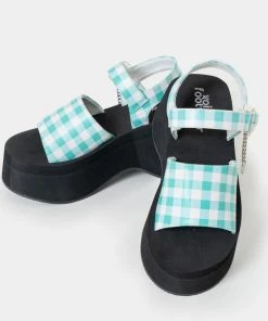 KOI Footwear NEW IN Flying Whispers Blue Plaid Butterfly Sandals 8 KOI Footwear NEW IN Flying Whispers Blue Plaid Butterfly Sandals