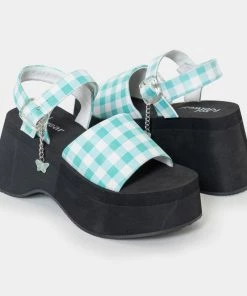 KOI Footwear NEW IN Flying Whispers Blue Plaid Butterfly Sandals