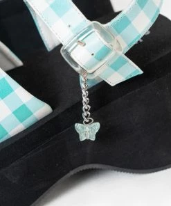 KOI Footwear NEW IN Flying Whispers Blue Plaid Butterfly Sandals 9 KOI Footwear NEW IN Flying Whispers Blue Plaid Butterfly Sandals