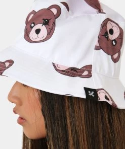 KOI Footwear Kawaii Beary Safe White Bucket Hat