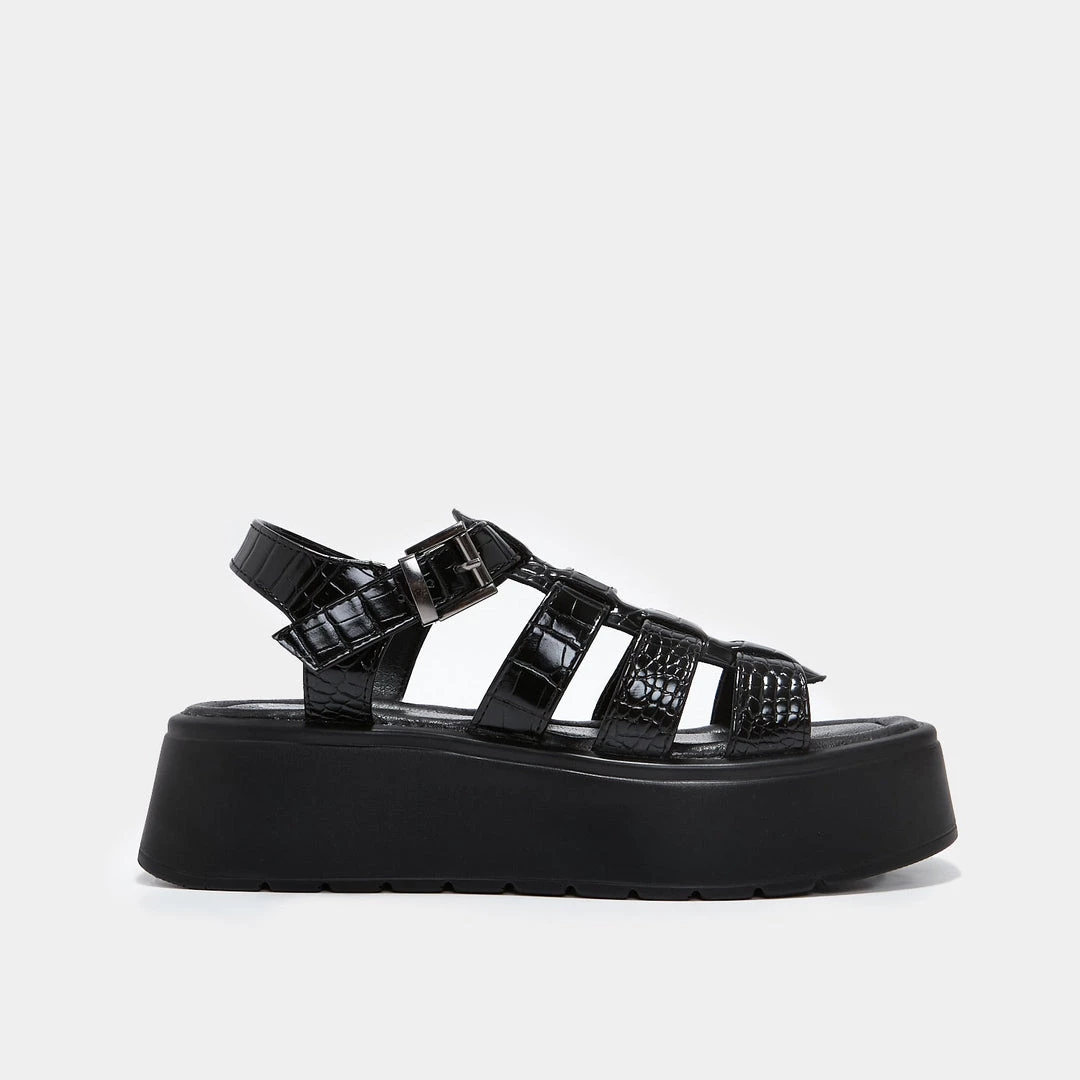 KOI Footwear Riakuma Black Croc Chunky Sandals 3 KOI Footwear Riakuma Black Croc Chunky Sandals