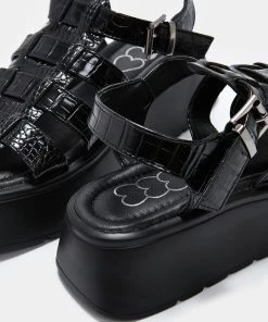 KOI Footwear Riakuma Black Croc Chunky Sandals 13 KOI Footwear Riakuma Black Croc Chunky Sandals
